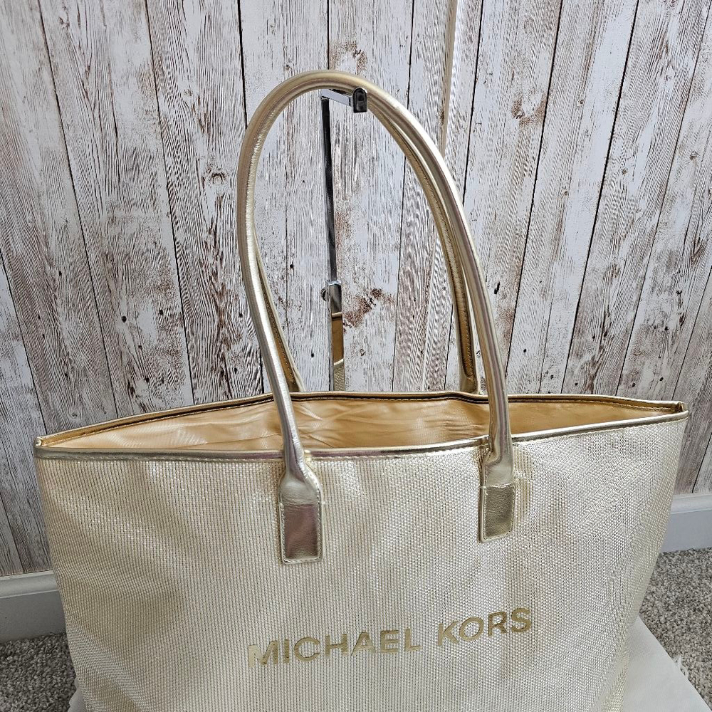 Women's Michael Kors Tote Bag, One Size, Gold - Picture 4 of 8